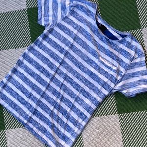 Cotton On white w/light blue broad stripes like new.